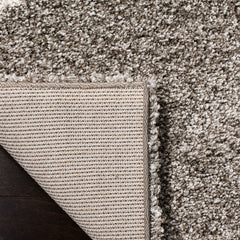Area Rug, 8 x 10 ft, Gray and Ivory Shag with Geometric Pattern