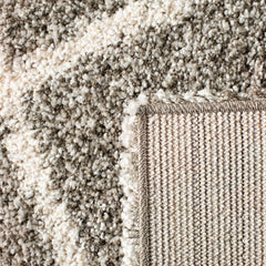 Area Rug, 8 x 10 ft, Gray and Ivory Shag with Geometric Pattern