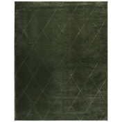 Area Rug, 8 x 10 ft, Green Polyester with Geometric Pattern