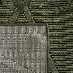 Area Rug, 8 x 10 ft, Green Polyester with Geometric Pattern