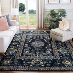 Area Rug, 8 x 10 ft Hand Woven in Black and Green Wool and Cotton