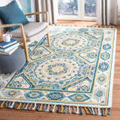 Area Rug, 8 x 10 ft, Hand-Woven Wool in Ivory and Charcoal