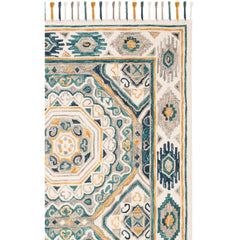 Area Rug, 8 x 10 ft, Hand-Woven Wool in Ivory and Charcoal