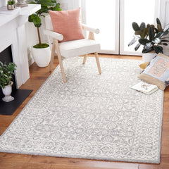 Area Rug, 8 x 10 ft, Hand Woven Wool in Ivory and Gray