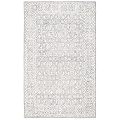 Area Rug, 8 x 10 ft, Hand Woven Wool in Ivory and Gray
