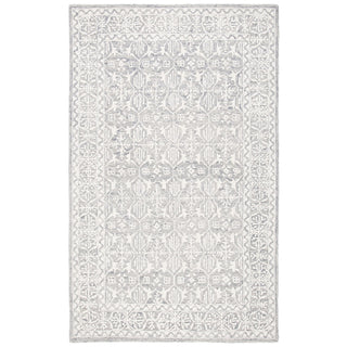 Area Rug, 8 x 10 ft, Hand Woven Wool in Ivory and Gray