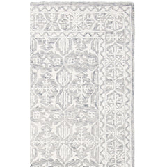 Area Rug, 8 x 10 ft, Hand Woven Wool in Ivory and Gray