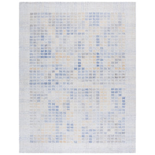 Area Rug, 8 x 10 Ft in Beige and Gray with Geometric Pattern