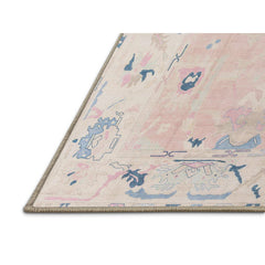 Area Rug, 8 x 10 ft in Beige, Pink and Blue Abstract Chenille