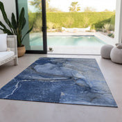 Area Rug, 8 x 10 ft in Navy Polyester, Indoor or Outdoor