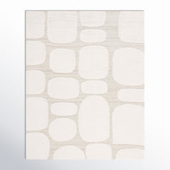 Area Rug, 8 x 10 ft, Ivory and Beige with Abstract Pattern