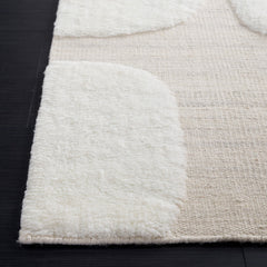 Area Rug, 8 x 10 ft, Ivory and Beige with Abstract Pattern