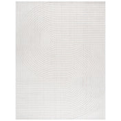 Area Rug, 8 x 10 ft, Ivory Hand-Woven Polyester and Wool Blend