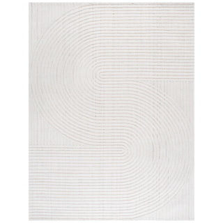 Area Rug, 8 x 10 ft, Ivory Hand-Woven Polyester and Wool Blend