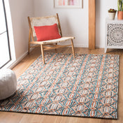 Area Rug, 8 x 10 ft, Light Blue Wool with Geometric Pattern