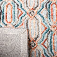 Area Rug, 8 x 10 ft, Light Blue Wool with Geometric Pattern