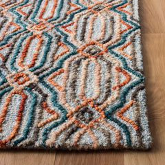 Area Rug, 8 x 10 ft, Light Blue Wool with Geometric Pattern