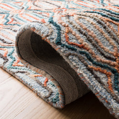 Area Rug, 8 x 10 ft, Light Blue Wool with Geometric Pattern