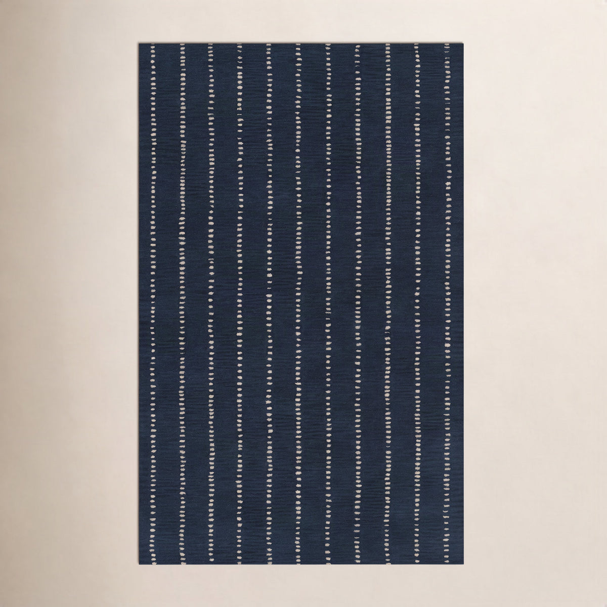 Area Rug, 8 x 10 ft, Navy Striped Hand-Tufted Wool