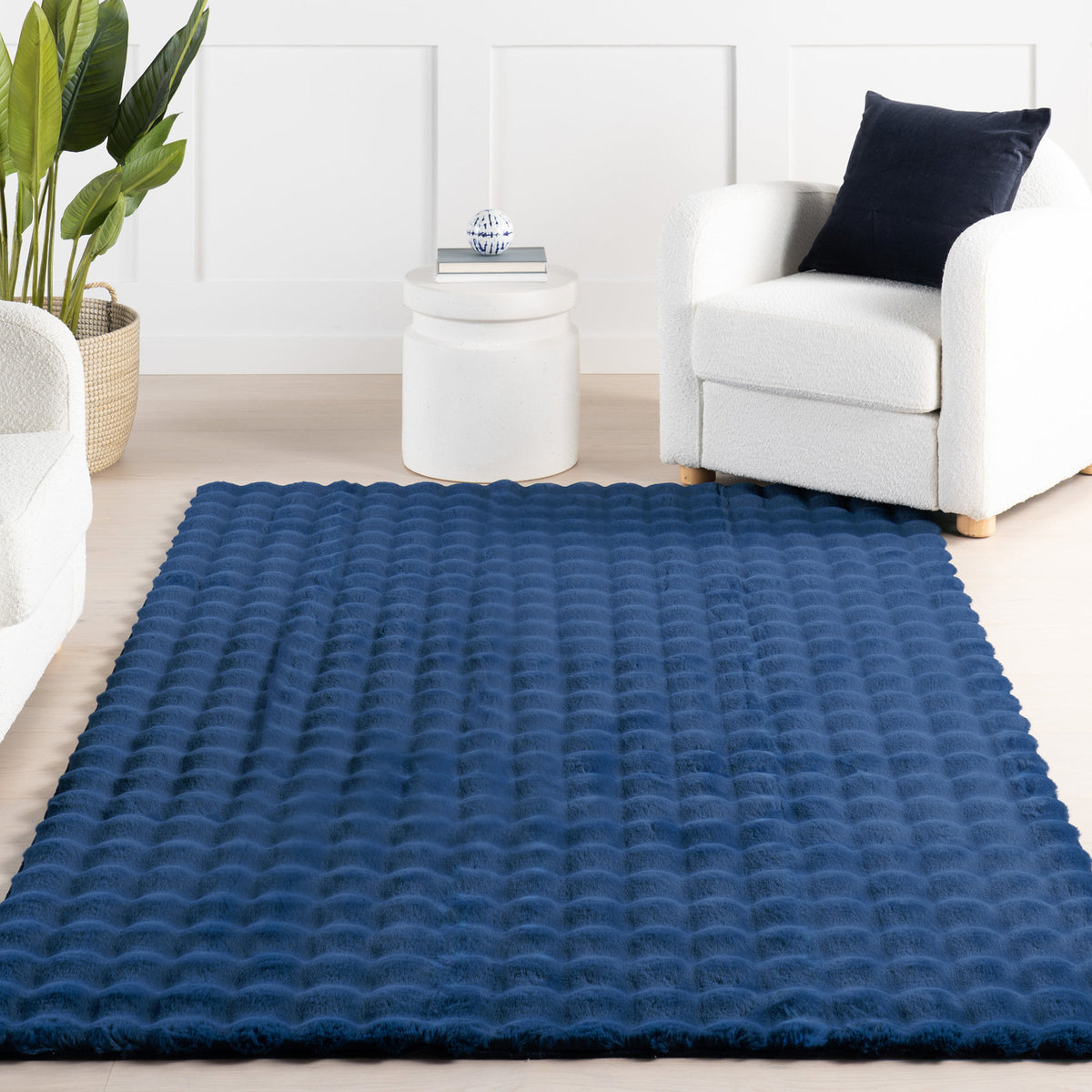 Area Rug, 8 x 10 ft Polyester in Blue