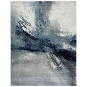 Area Rug, 8 x 10 ft, Polypropylene in Blue and Gray with Splatter Pattern
