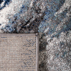 Area Rug, 8 x 10 ft, Polypropylene in Blue and Gray with Splatter Pattern