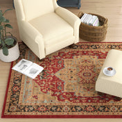 Area Rug, 8 x 10 ft, Polypropylene in Natural/Navy