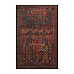 Area Rug, 8 x 10 ft, Red and Black Chenille