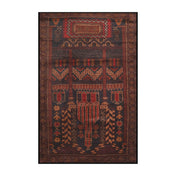 Area Rug, 8 x 10 ft, Red and Black Chenille