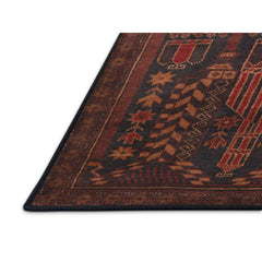 Area Rug, 8 x 10 ft, Red and Black Chenille