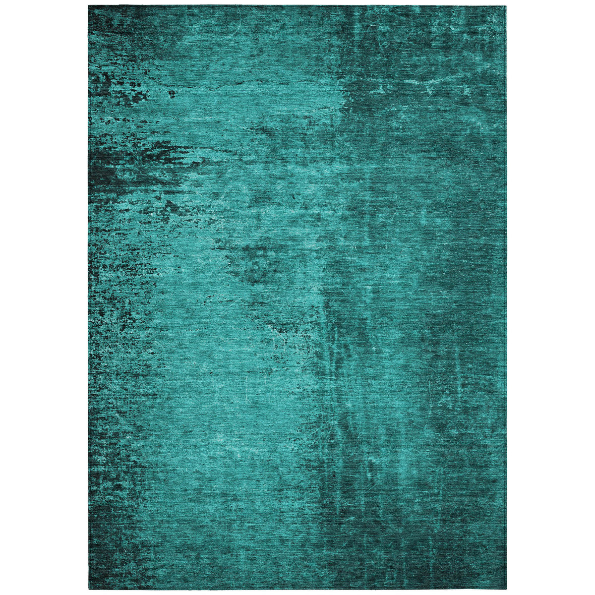 Area Rug, 8 x 10 ft, Teal Polyester with Non-Slip Backing