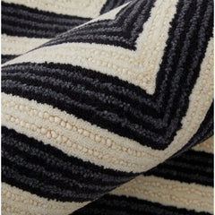 Area Rug, 8 x 10 ft with Ivory and Black Wool and Nylon