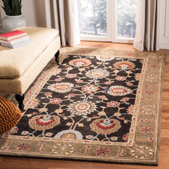 Area Rug, 8 x 10 Ft Wool in Black and Green