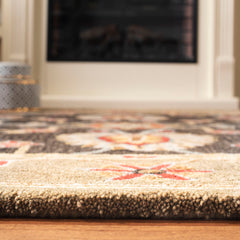 Area Rug, 8 x 10 Ft Wool in Black and Green
