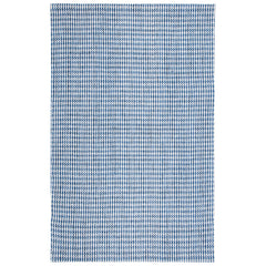 Area Rug, 8 x 10 ft, Wool in Ivory and Navy Houndstooth