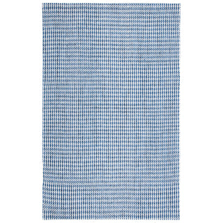 Area Rug, 8 x 10 ft, Wool in Ivory and Navy Houndstooth