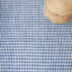 Area Rug, 8 x 10 ft, Wool in Ivory and Navy Houndstooth