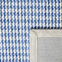 Area Rug, 8 x 10 ft, Wool in Ivory and Navy Houndstooth