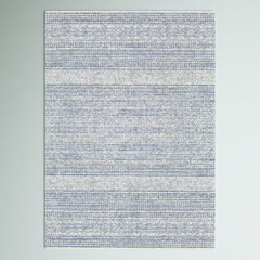 Area Rug, 8 x 10 Ft, Wool with Dark Blue/Oatmeal/Light Beige/Light Gray