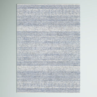 Area Rug, 8 x 10 Ft, Wool with Dark Blue/Oatmeal/Light Beige/Light Gray