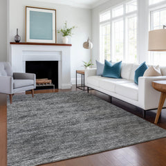 Area Rug, 8' x 10', Gray Microfiber with Non-Slip Backing
