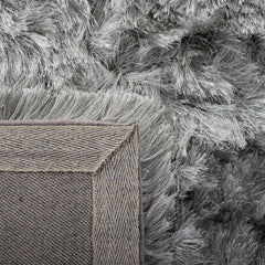 Area Rug, 8' x 10', Gray Polyester with Cotton Backing