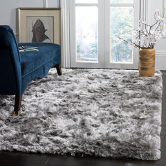 Area Rug, 8' x 10', Gray Polyester with Cotton Backing