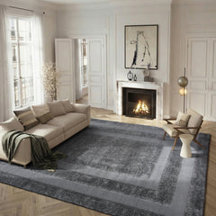 Area Rug, 8' x 10', Gray Polypropylene with Geometric Pattern