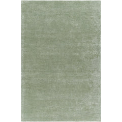 Area Rug, 8' x 10', Green with Striped Wool and Viscose Blend