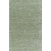 Area Rug, 8' x 10', Green with Striped Wool and Viscose Blend
