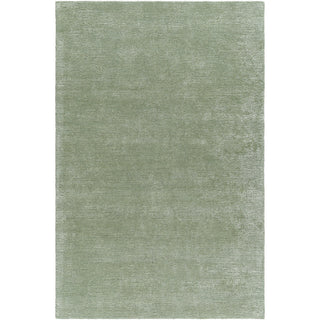 Area Rug, 8' x 10', Green with Striped Wool and Viscose Blend