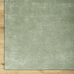 Area Rug, 8' x 10', Green with Striped Wool and Viscose Blend
