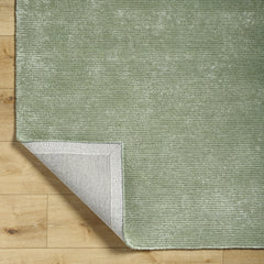 Area Rug, 8' x 10', Green with Striped Wool and Viscose Blend