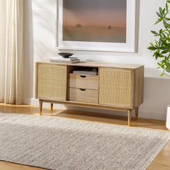 Area Rug, 8' x 10' Hand-Loomed Wool in Beige